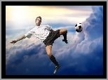 Nożna, Piłka, Niebo, Mężczyzna, Chmury